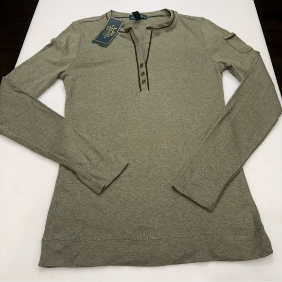 Lauren Ralph Lauren Women’s 3 Button Henley Shirt Moss Green Sz XS NWT - Picture 11 of 14